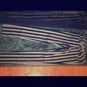 NEW tan & black striped jeans